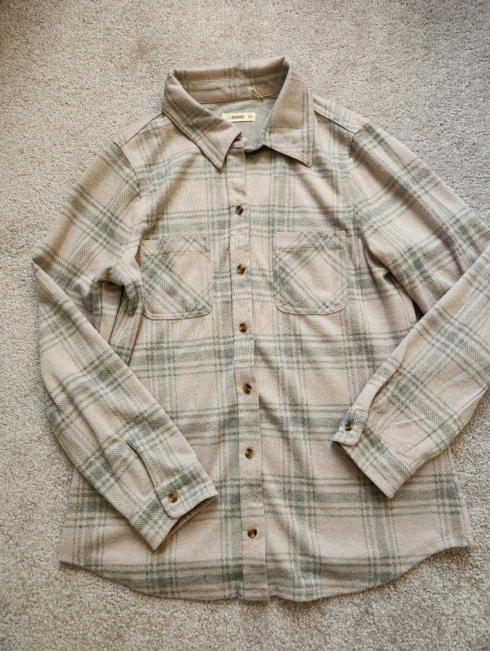CI Sono Pink Plaid Flannel Button Down Top Medium